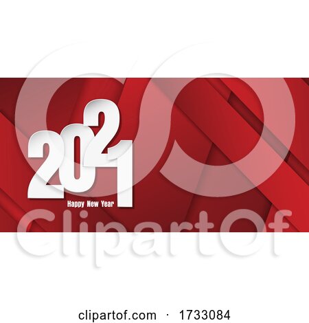 Happy New Year Banner with Paper Cut Style Numbers by KJ Pargeter