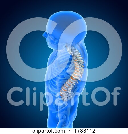 3D Medical Background with Male Figure with Spine and Discs Highlighted by KJ Pargeter