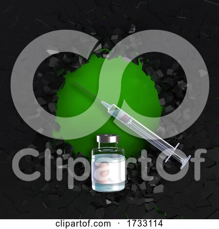 3D Medical Background with Vaccine and Syringe on Fractured Background by KJ Pargeter