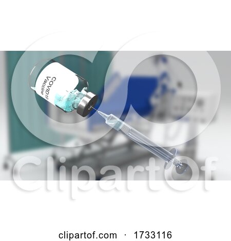 3D Medical Background with Covid Vaccine Image Against Defocussed Hospital Bed by KJ Pargeter