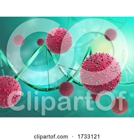 3D Medical Background with Abstract Virus Cells and DNA Strands by KJ Pargeter