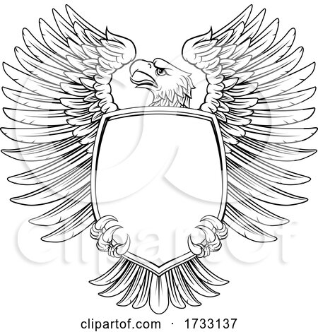 Eagle Shield Vintage Engraved Woodcut Style by AtStockIllustration