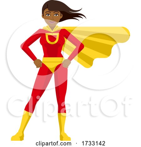 Asian Superhero Woman Cartoon by AtStockIllustration