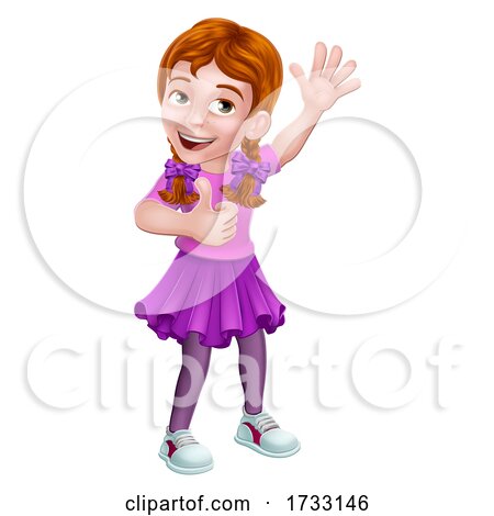 Kid Cartoon Girl Child Thumbs up by AtStockIllustration