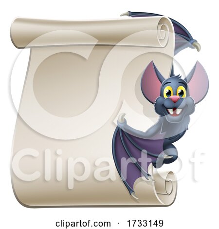 Halloween Vampire Bat Cartoon Character Scroll by AtStockIllustration