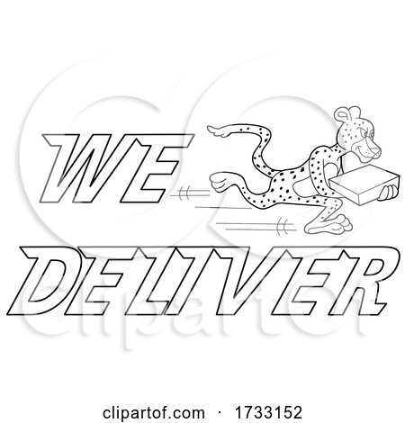 Outline Fast Running Cheetah with We Deliver Text by LaffToon