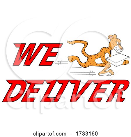 Fast Running Cheetah with We Deliver Text by LaffToon