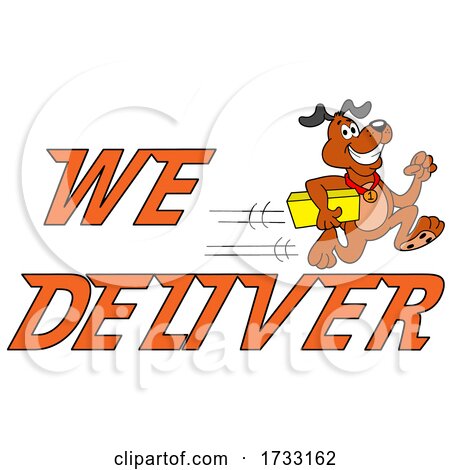 Fast Running Dog with We Deliver Text by LaffToon