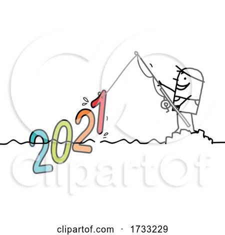 Stick Man Fishing and Catching the New Year by NL shop