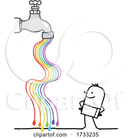 Stick Man with a Rainbow Flowing from a Faucet by NL shop