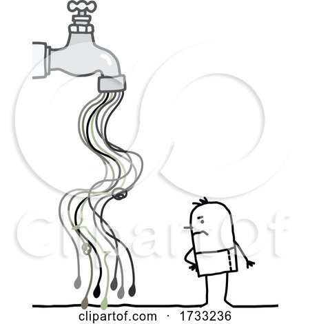 Stick Man with Squiggles Flowing from a Faucet by NL shop