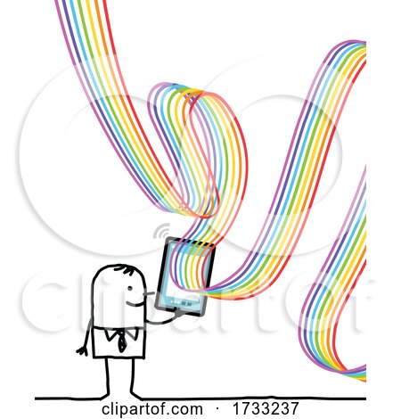 Stick Man with a Rainbow Emerging from His Tablet by NL shop