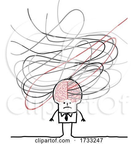 Stick Man with Scribbles Emerging from His Brain by NL shop