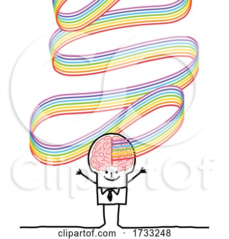 Stick Man with a Rainbow Emerging from His Brain by NL shop