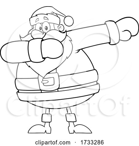 Santa Claus Dabbing in Black and White by Hit Toon