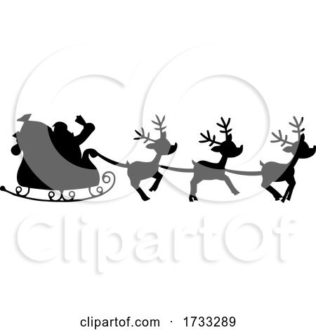 Silhouette of Santa and Magic Reindeer by Hit Toon