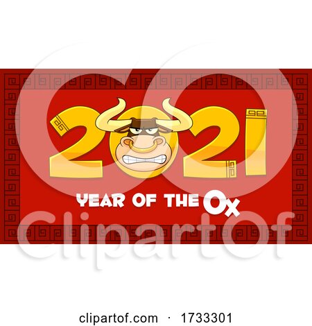Cartoon Bull Mascot in Year 2021 for Year of the Ox by Hit Toon