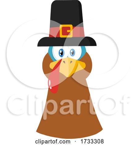 Turkey Bird Face with a Pilgrim Hat by Hit Toon
