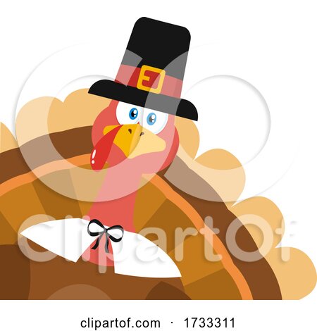 Turkey Bird Wearing a Pilgrim Hat by Hit Toon