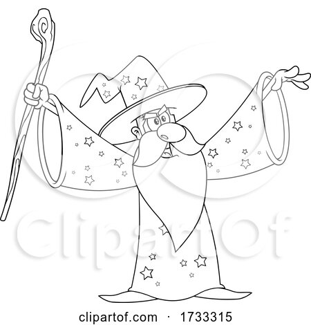Lineart Wizard Holding up His Arms by Hit Toon