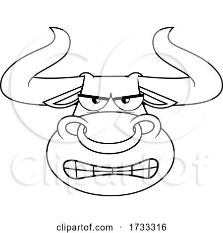 Cartoon Black and White Bull Mascot Face by Hit Toon