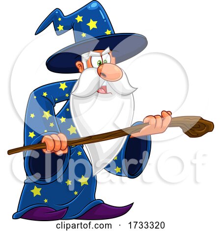 Wizard Holding a Cane by Hit Toon