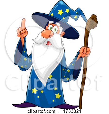 Wizard Holding up a Finger by Hit Toon