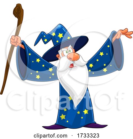 Wizard Holding up His Arms by Hit Toon