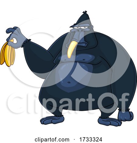 Gorilla Eating a Banana and Holding a Peel by Hit Toon