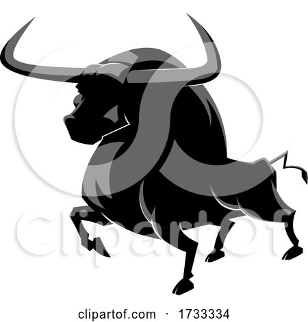 Strutting Black Ox or Bull by Hit Toon