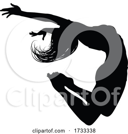 Dancer Silhouette Jumping by AtStockIllustration