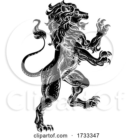 Lion Rearing Rampant Coat of Arms Heraldic Animal by AtStockIllustration
