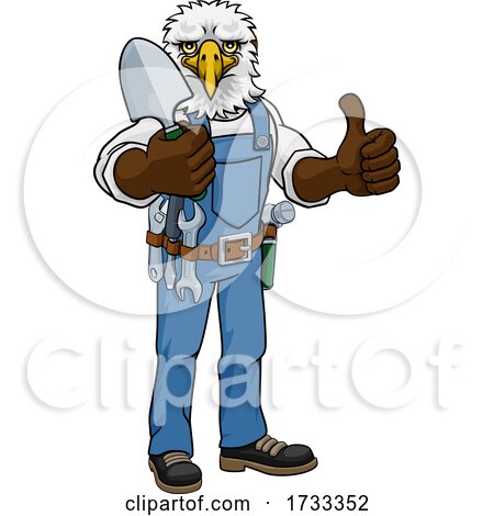 Eagle Gardener Gardening Animal Mascot by AtStockIllustration