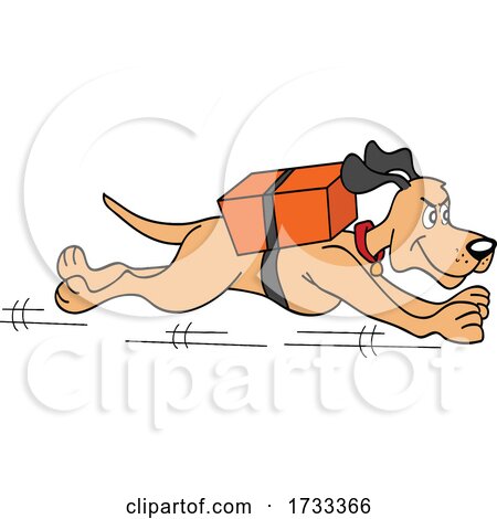 Running Dog with a Delivery Package on His Back by LaffToon