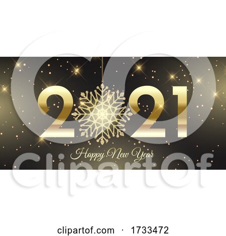 Happy New Year Banner with Glittery Snowflake Design by KJ Pargeter
