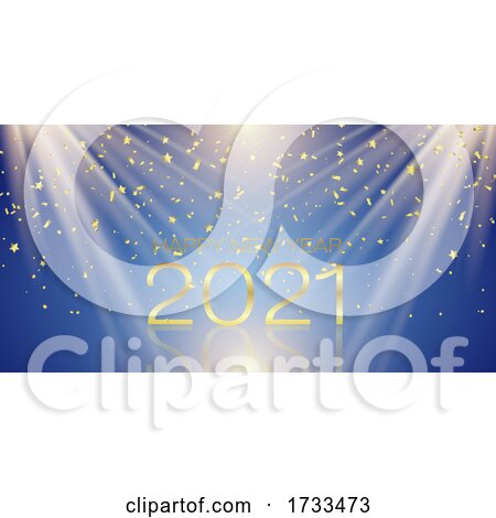 Happy New Year Banner with Gold Confetti Design by KJ Pargeter