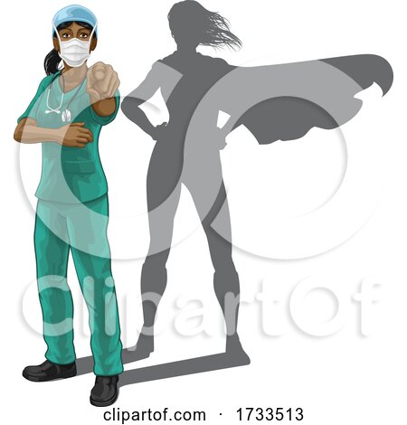 Nurse Doctor Woman Super Hero Shadow Pointing by AtStockIllustration