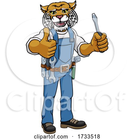 Wildcat Electrician Handyman Holding Screwdriver by AtStockIllustration