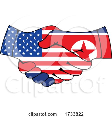 North Korean and American Flag Hands Shaking by Vector Tradition SM
