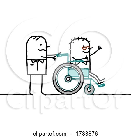 Handicap Stick Man Being Pushed in a Wheelchair by NL shop