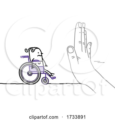 Hand Blocking a Disabled Stick Woman in a Wheelchair by NL shop