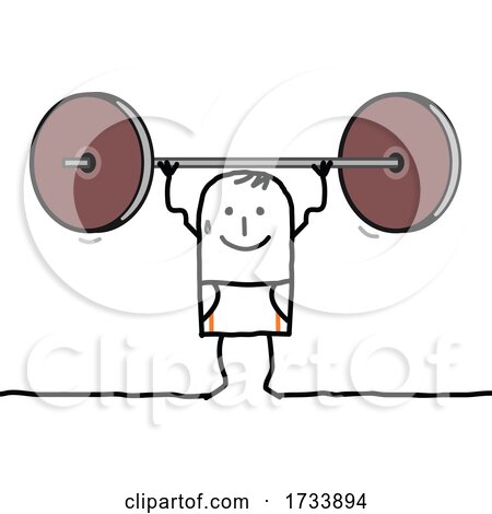 Stick Man Lifting a Heavy Barbell by NL shop