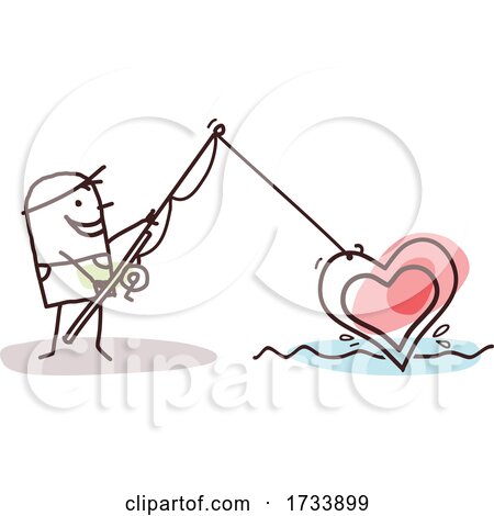 Stick Man Fishing a Love Heart out of Water by NL shop