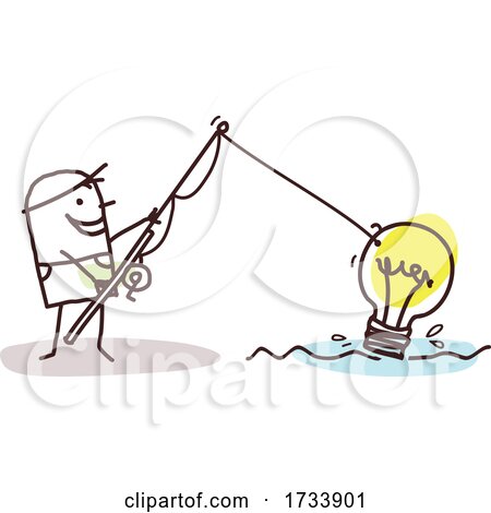 Stick Man Fishing a Light Bulb out of Water by NL shop