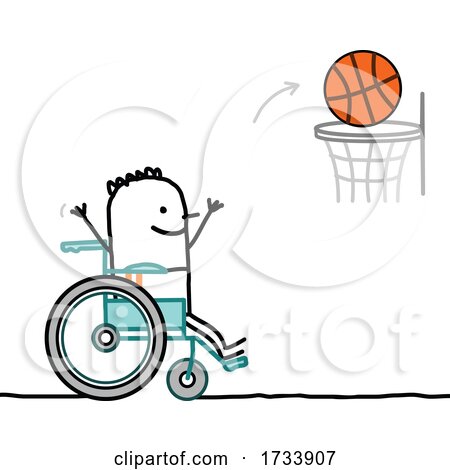 Handicap Stick Man Playing Basketball in a Wheelchair by NL shop