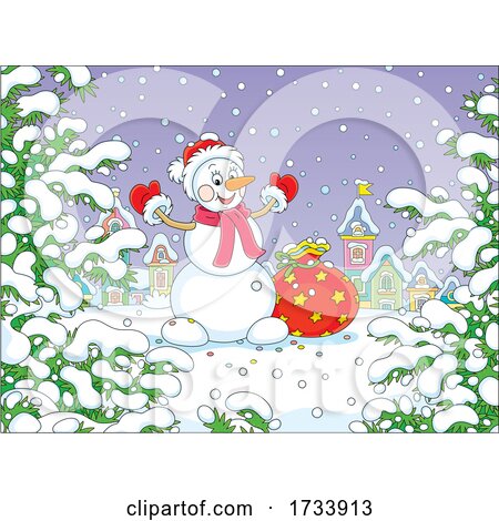 Cheerful Christmas Snowman by Alex Bannykh