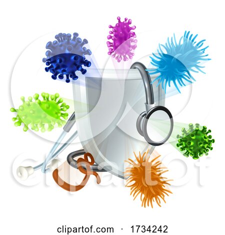 Stethoscope Medical Virus Bacteria Cells Shield by AtStockIllustration