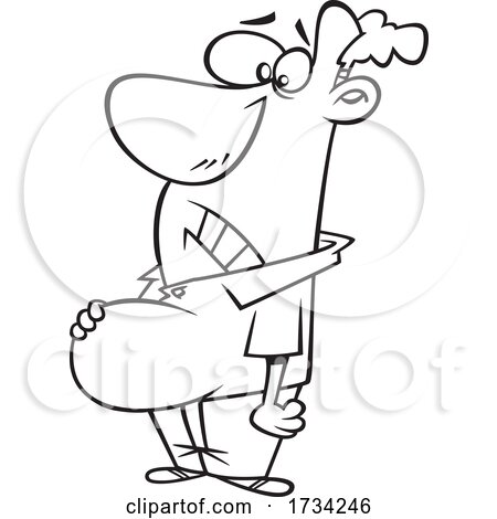 Clipart Lineart Cartoon Man with a Pot Belly by toonaday