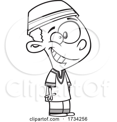 Clipart Lineart Cartoon South African Boy by toonaday