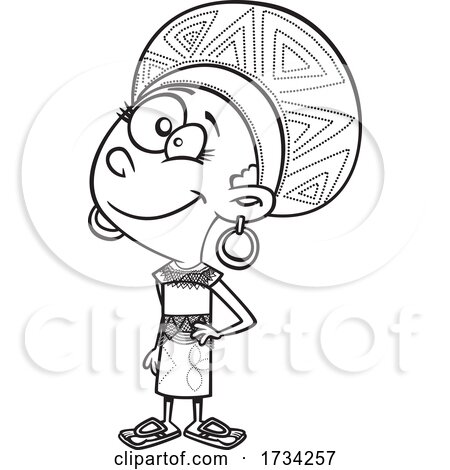 Clipart Lineart Cartoon South African Girl by toonaday